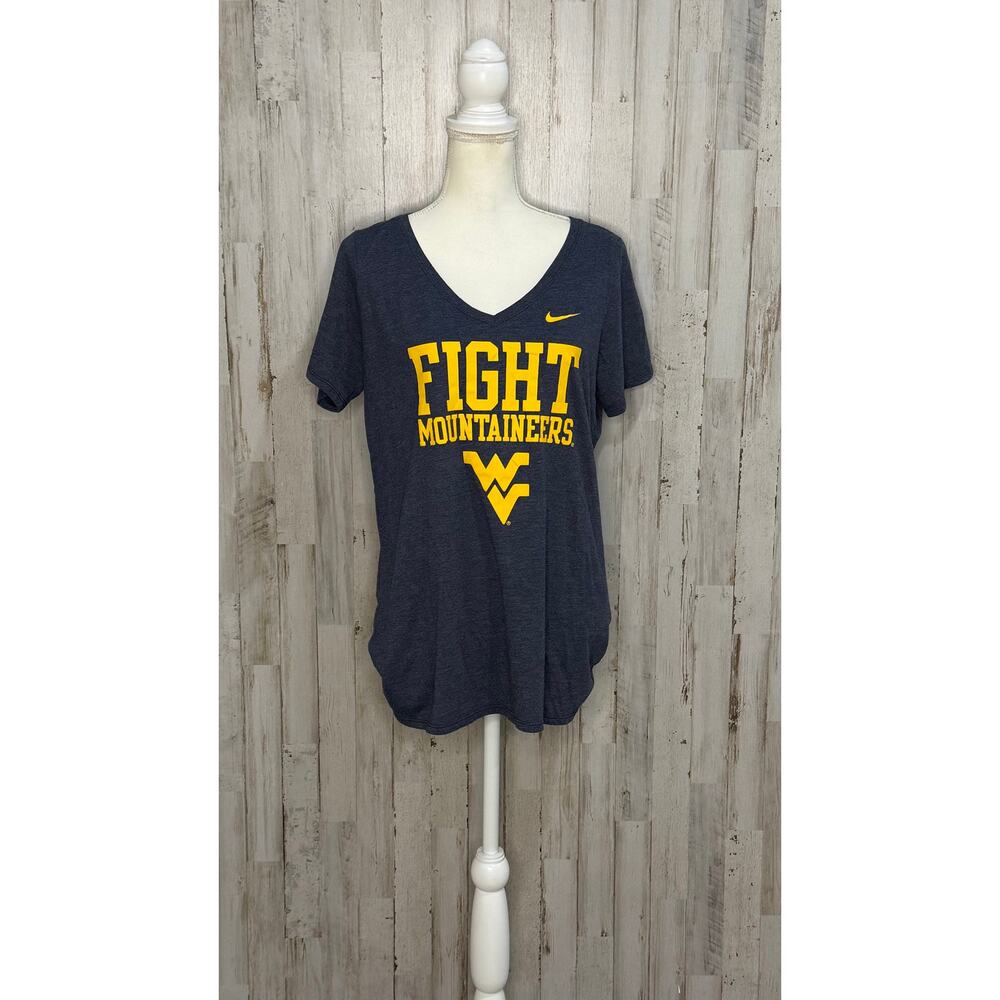 Nike West Virginia Mountaineers‎ Women's V-Neck T-Shirt Blue XL